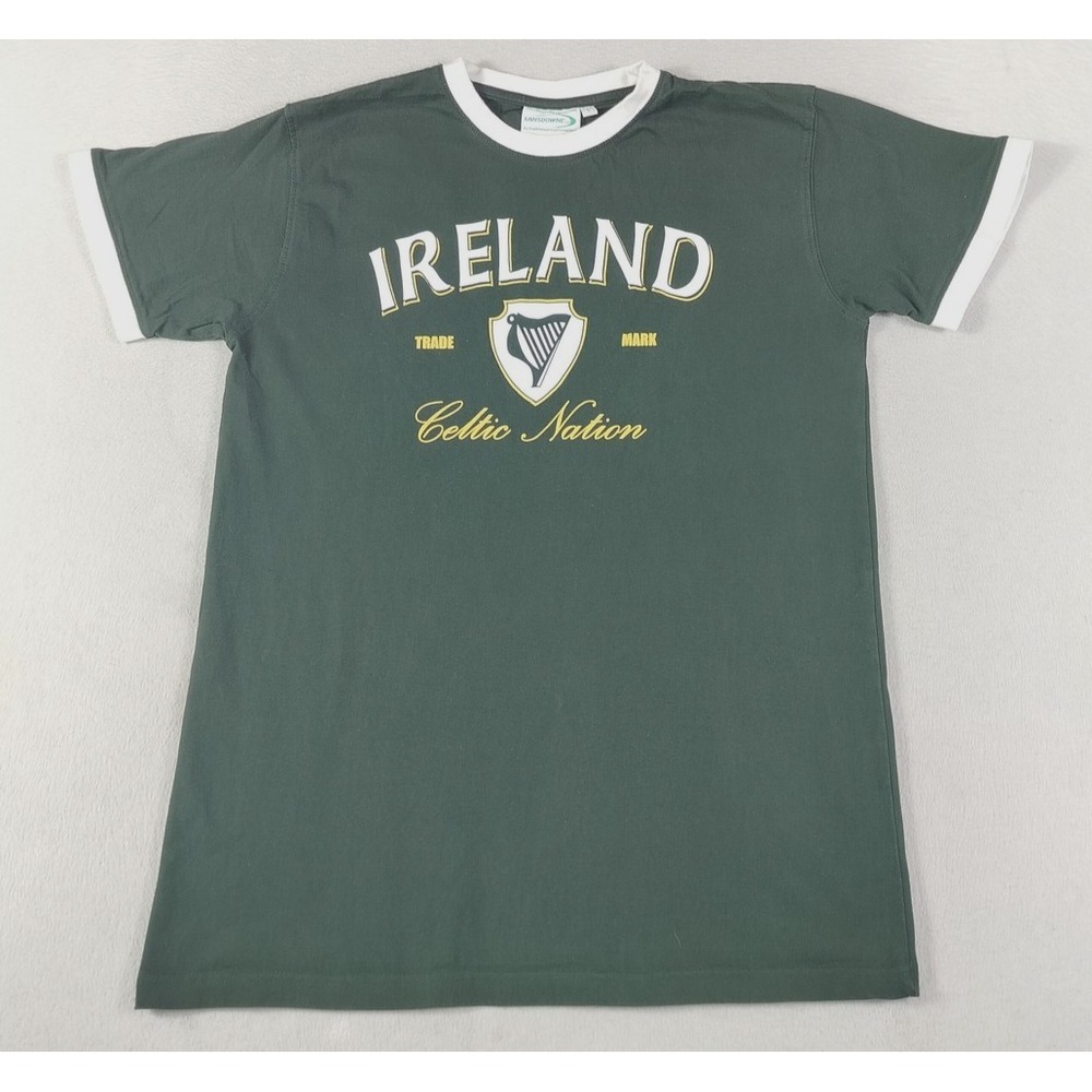 Vintage Lansdowne Ireland Shirt‎ Mens Large Green Celtic Nation Harp Ringer 90s